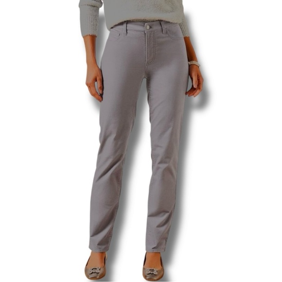 TALBOTS SIZE 2 HIGH-RISE STRAIGHT-LEG GRAY VELVETEEN 5 POCKET STRETCH JEANS - Picture 1 of 7